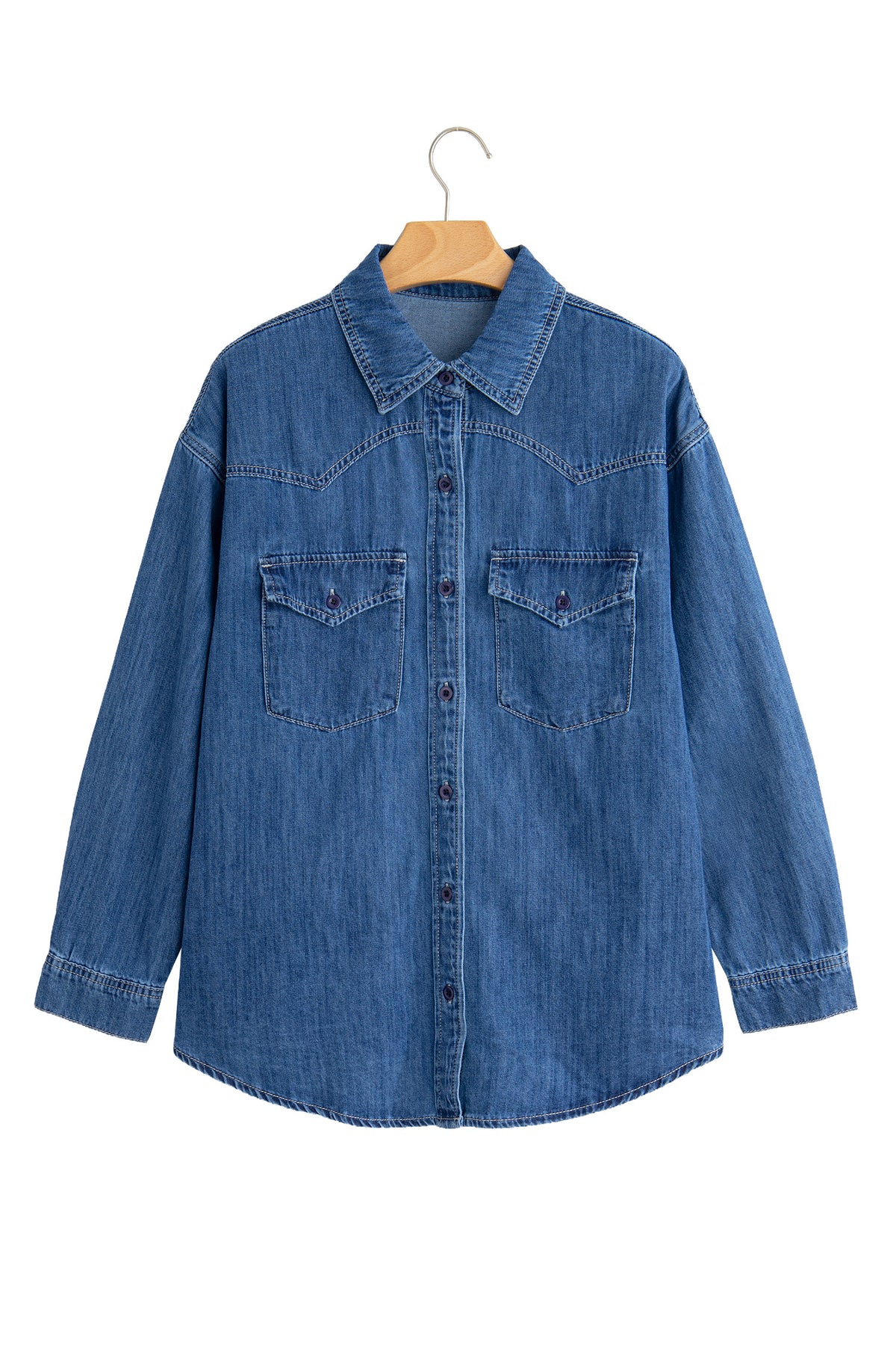 Dark Long Sleeve Denim Shirt