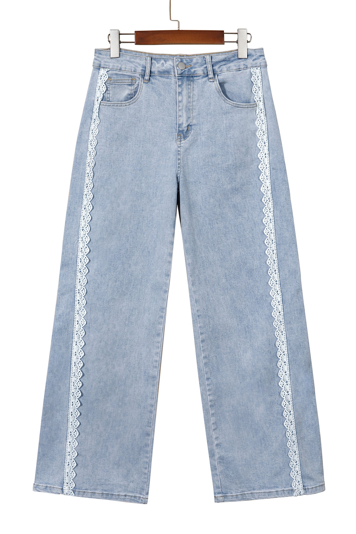Lace Trim Full-Length Regular Fit Jeans