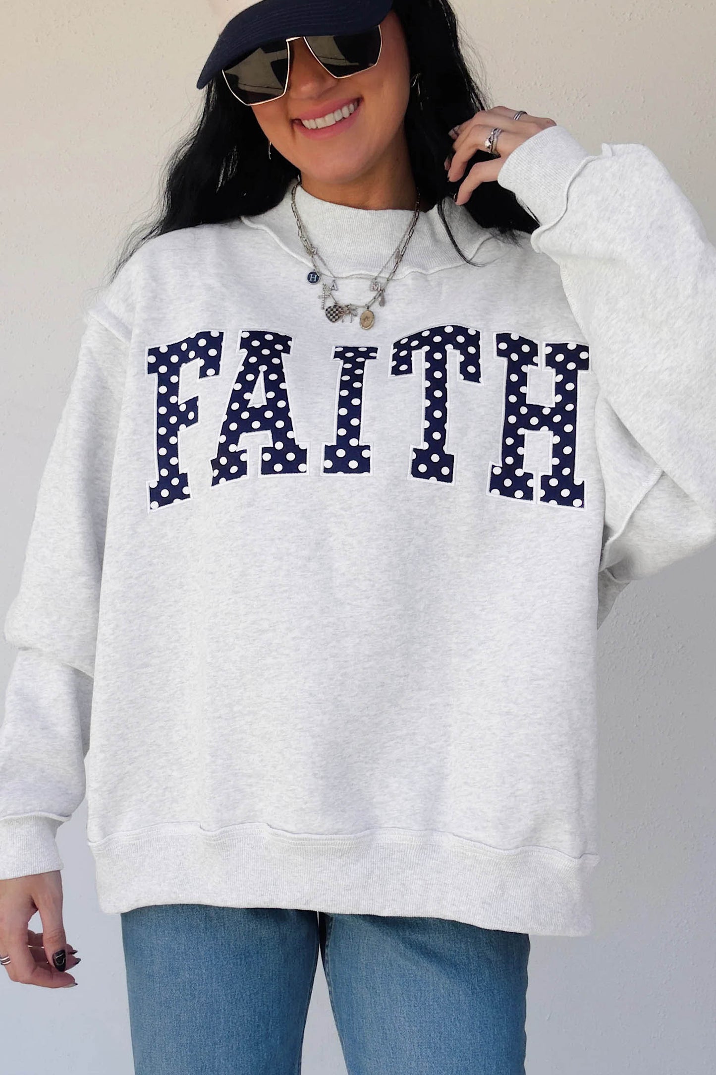 High Neck Polka Dot Baggy Sweatshirt
