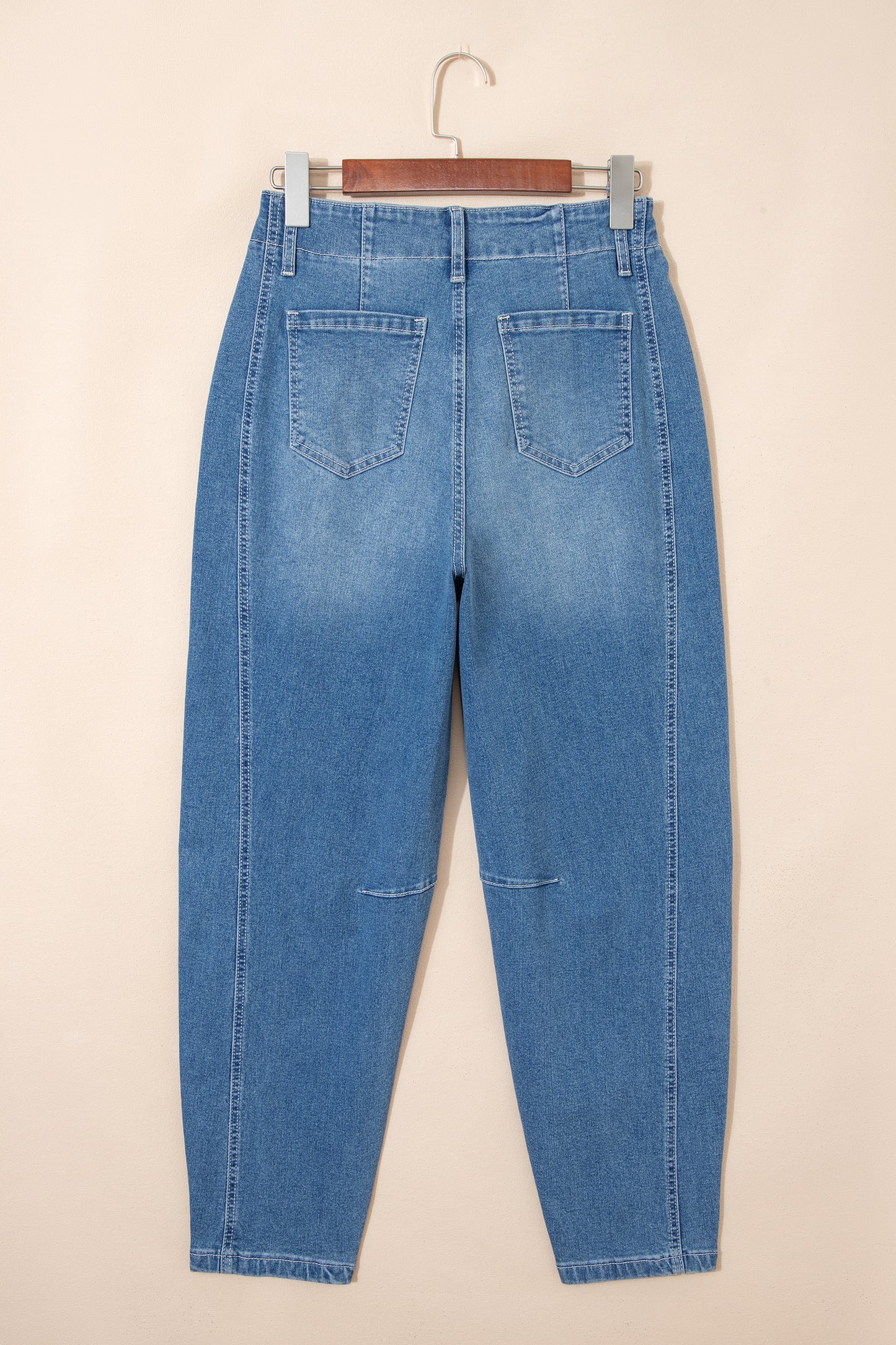 Medium Wash Cuffed Barrel Jeans