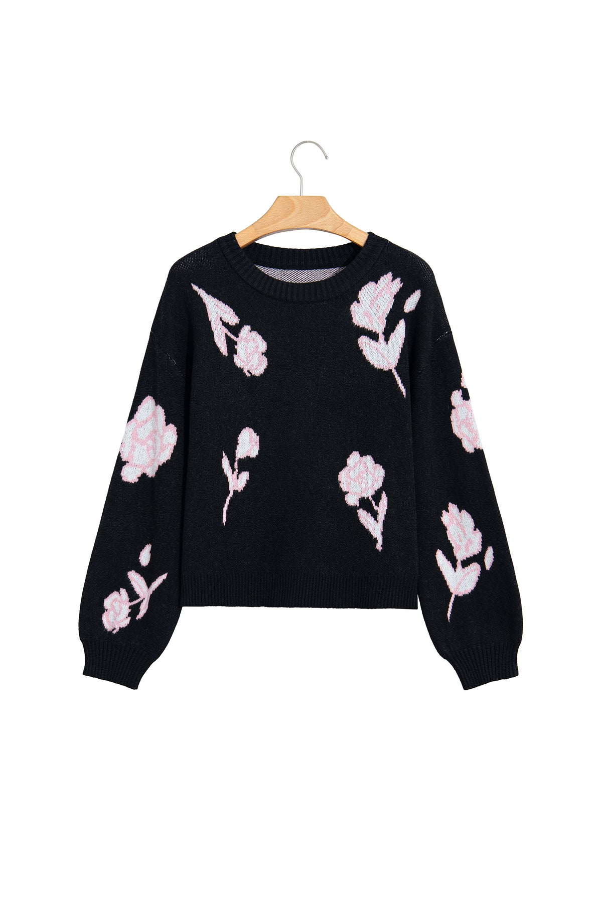 Floral Pattern Puff SleeveSweater