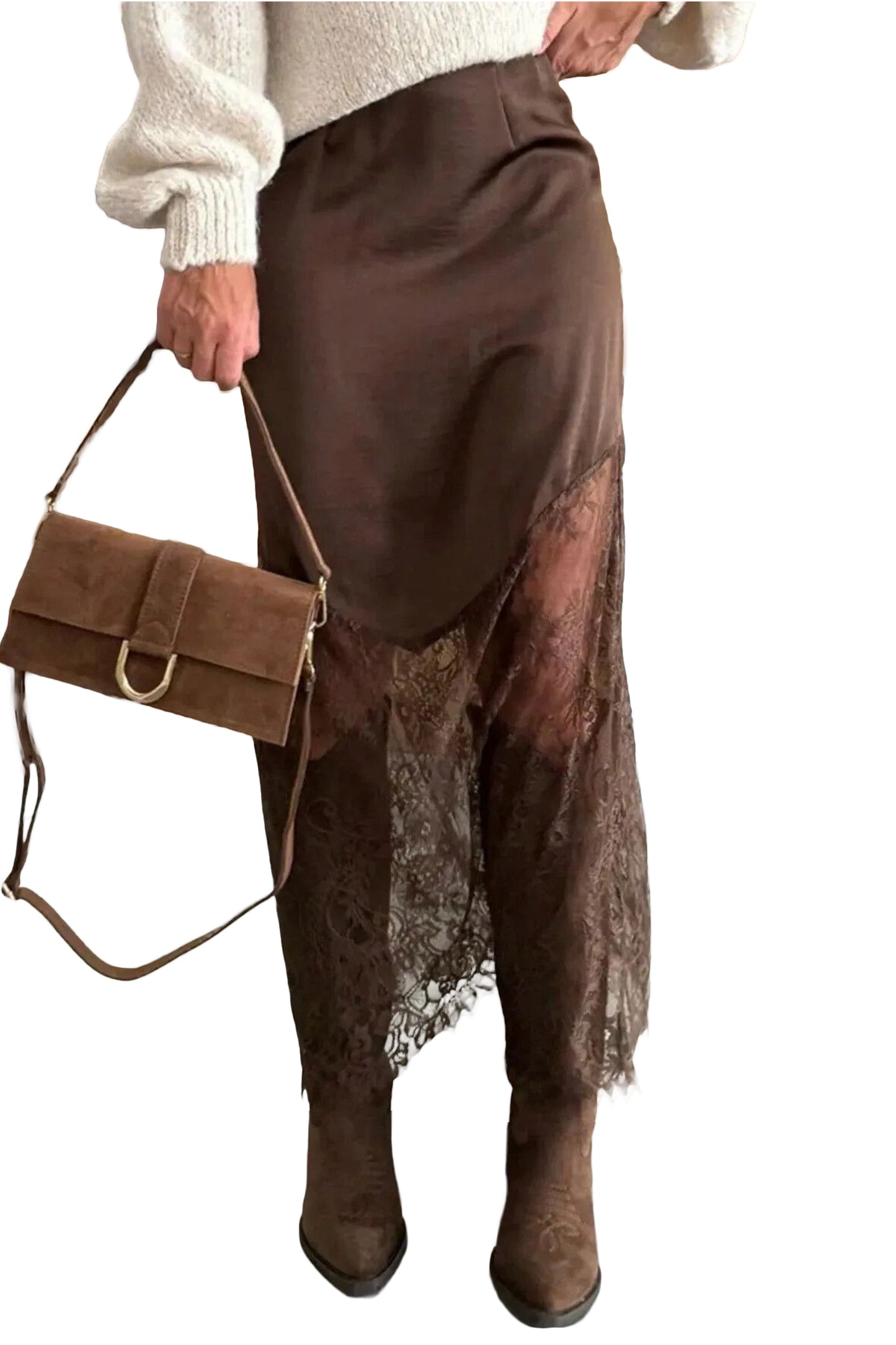 Silk & Lace Long Skirt