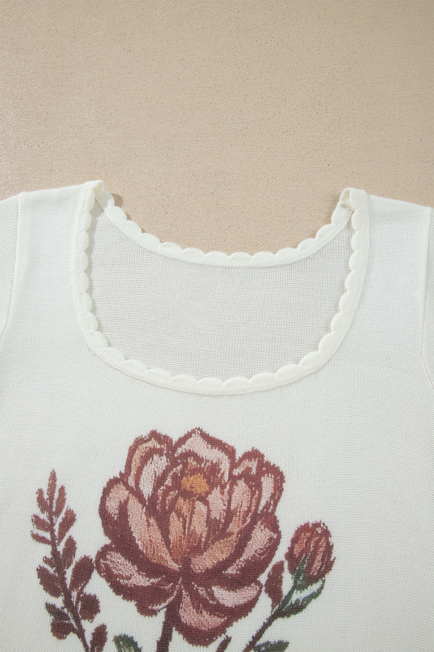 Floral Short Sleeve Knit Sweater
