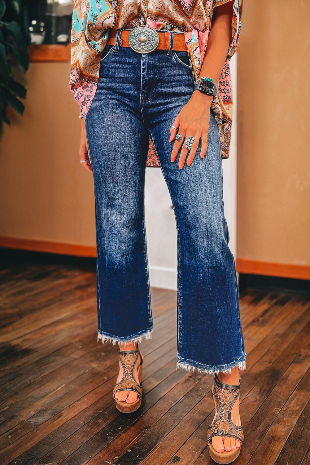 Mineral Wash High Waist Flared Jeans