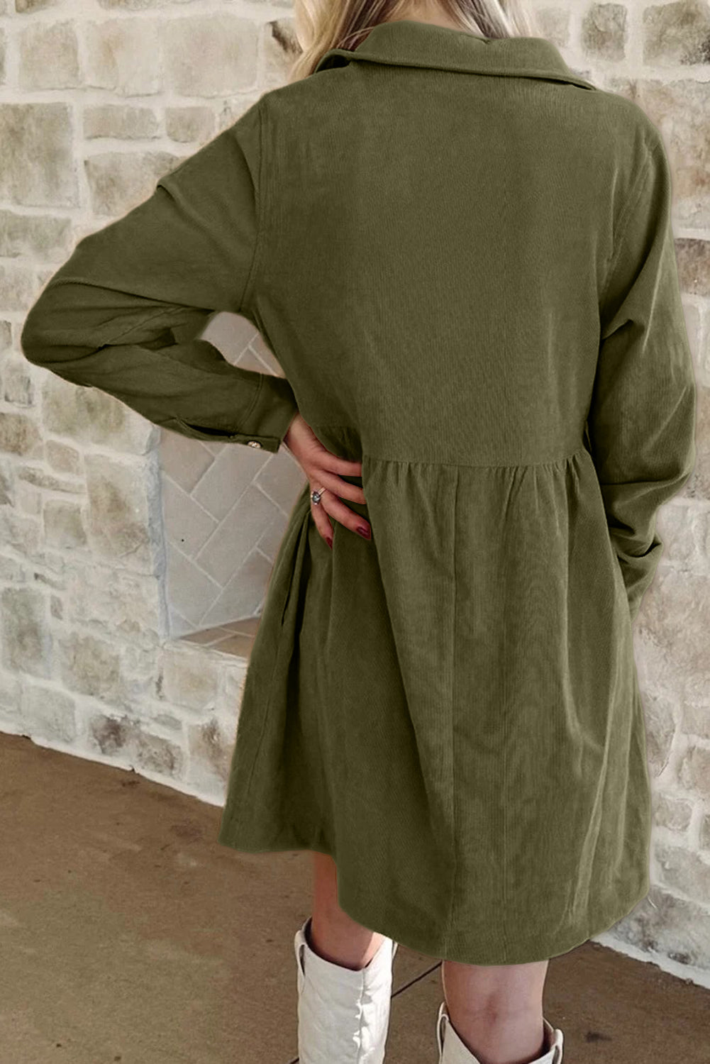 Corduroy Long Sleeve Mini Dress