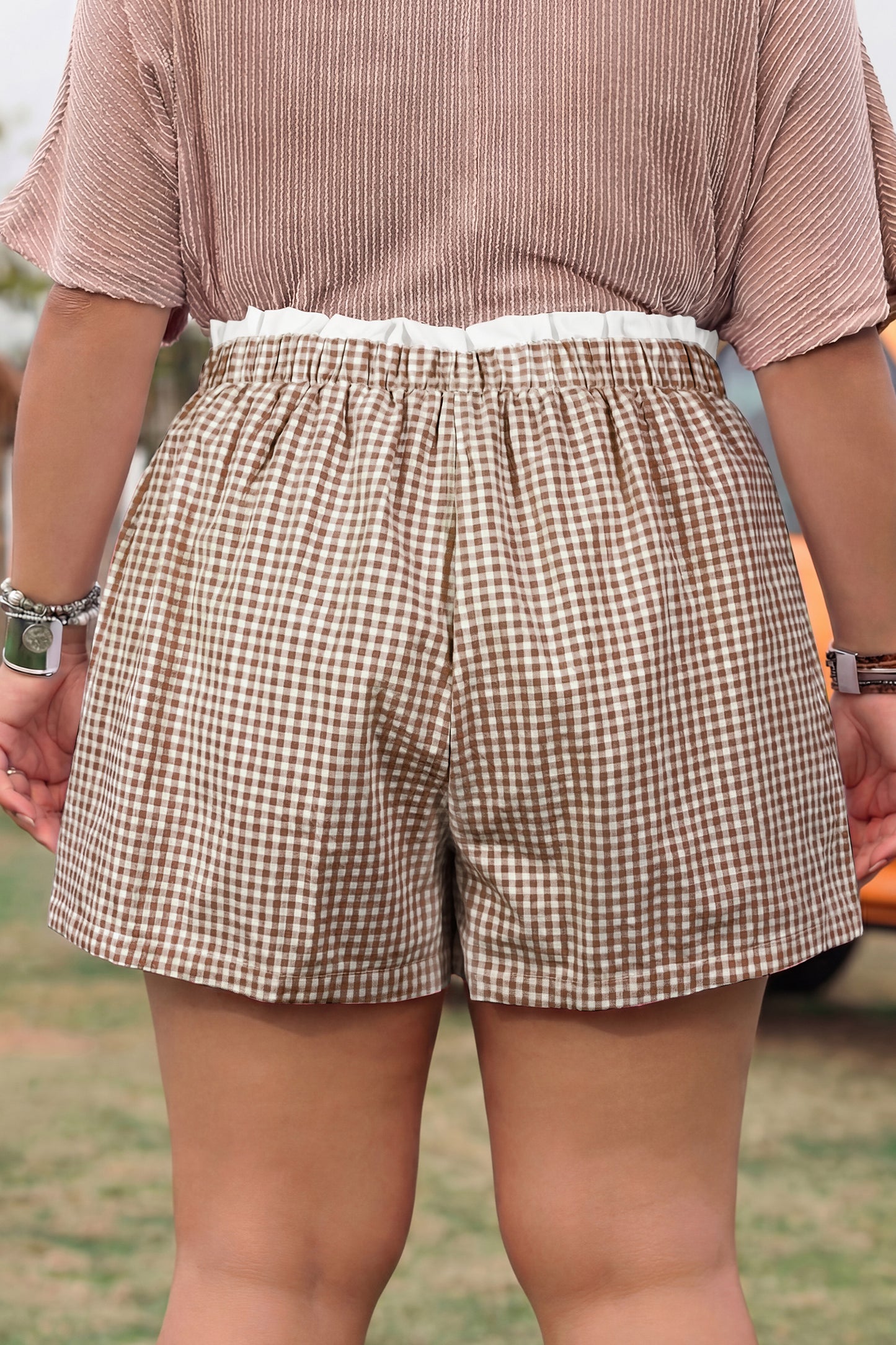 Plaid Print Plus Size Shorts