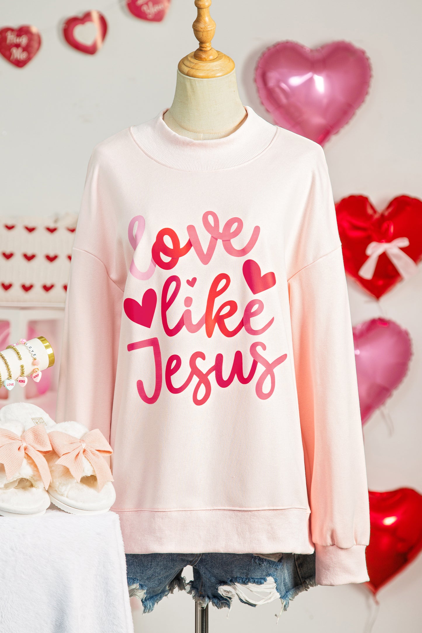 love like Jesus  Mock Neck Sweatshirt