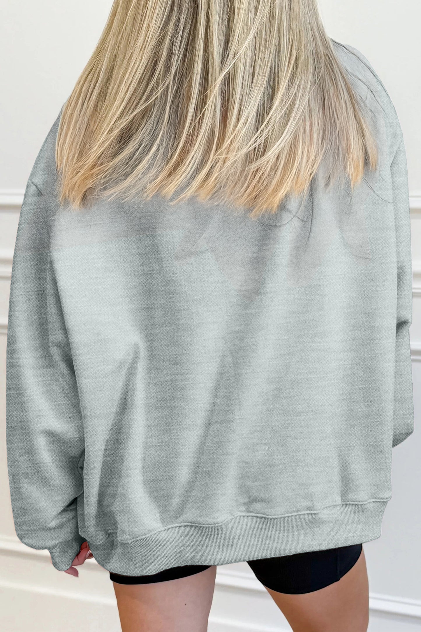 Rhinestone Skull Graphic Mock Neck Baggy Pullover Sweatshirt