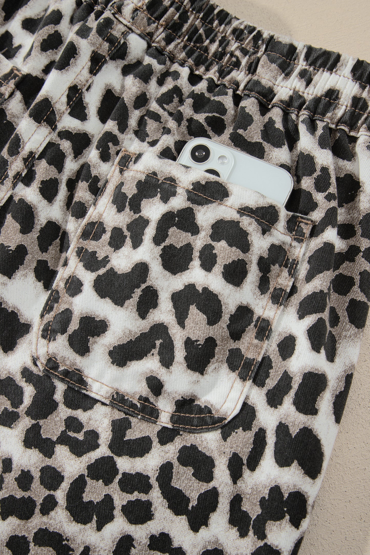 Leopard Print Drawstring Jogger Jeans