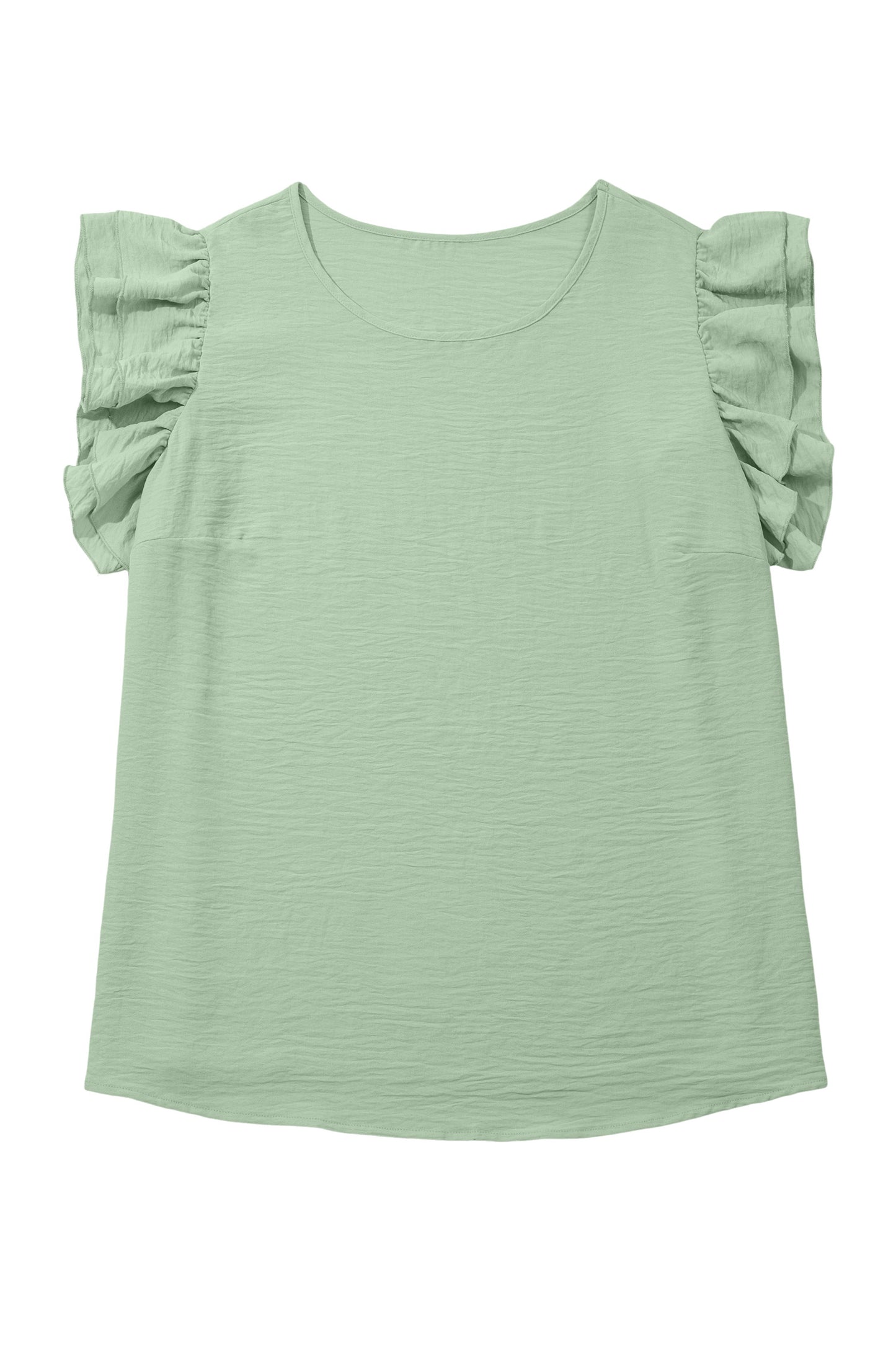 Plus Size Crew Neck Ruffle Sleeve Top