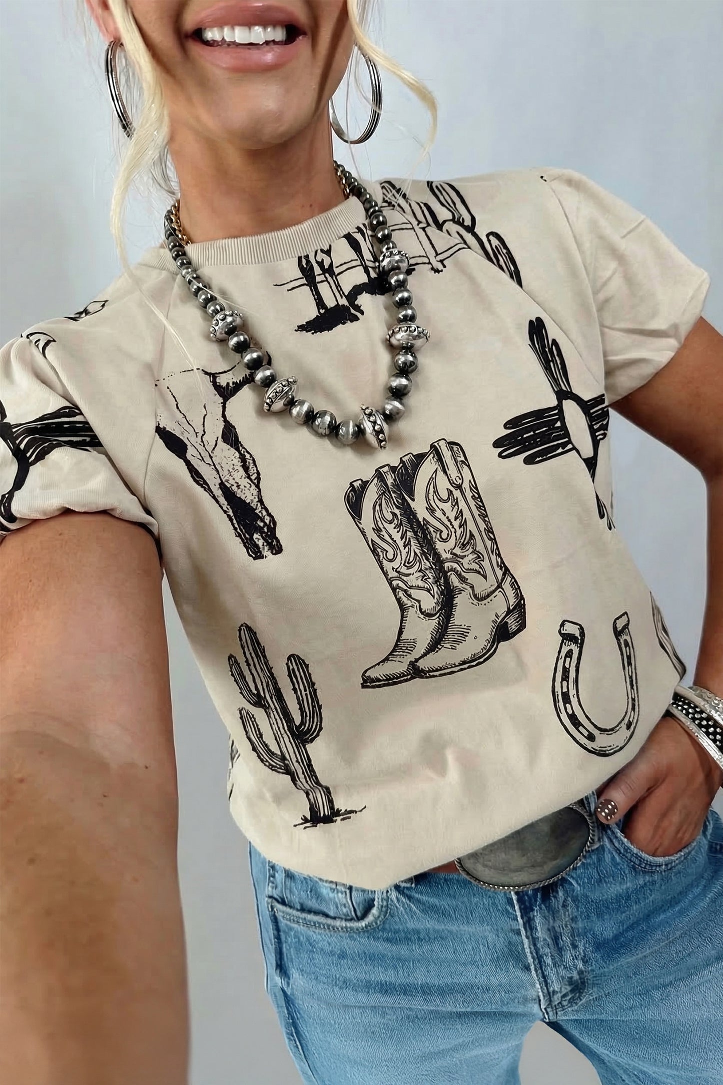 Western Print T Shirt
