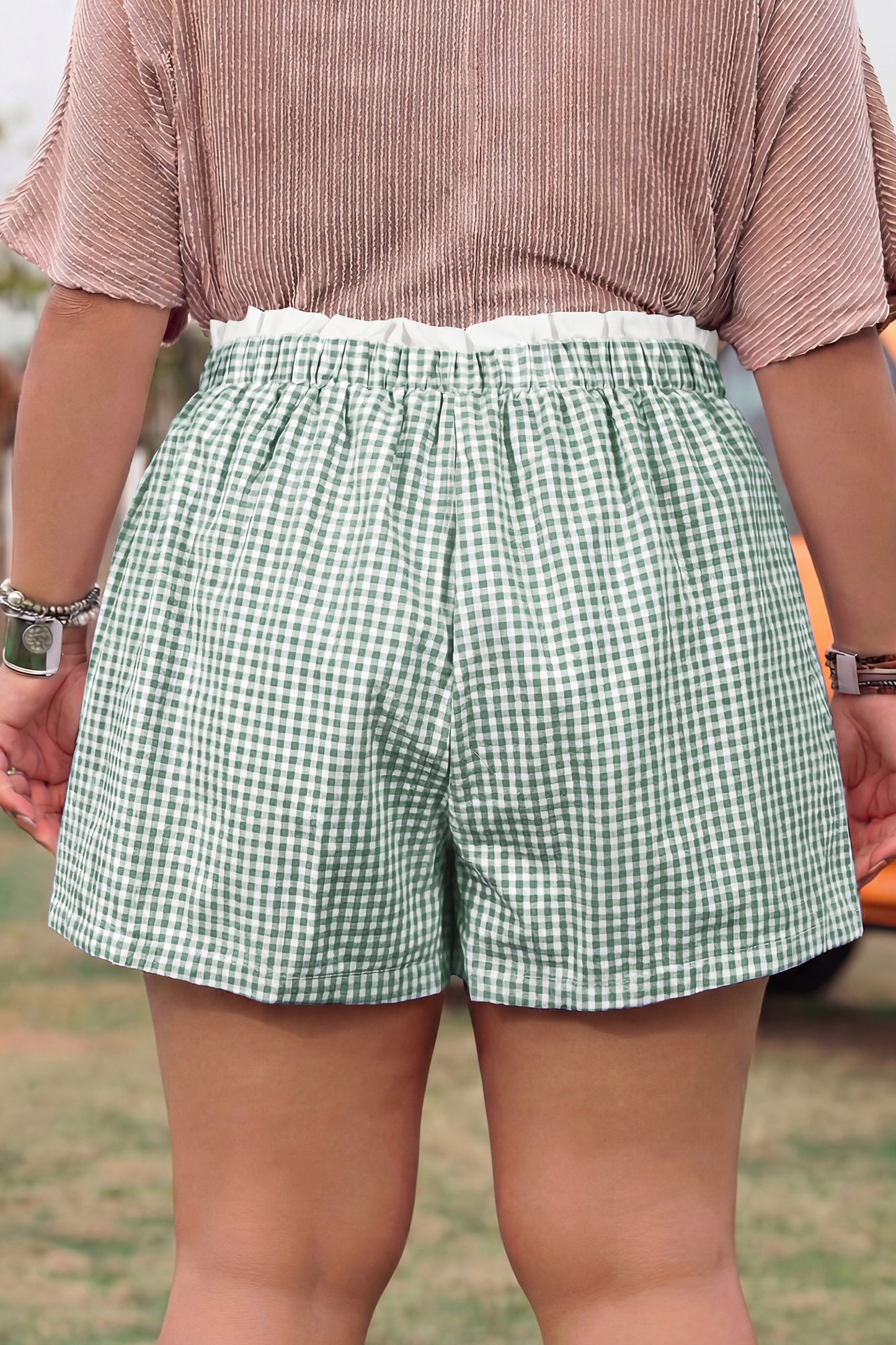 Plaid Print Plus Size Shorts