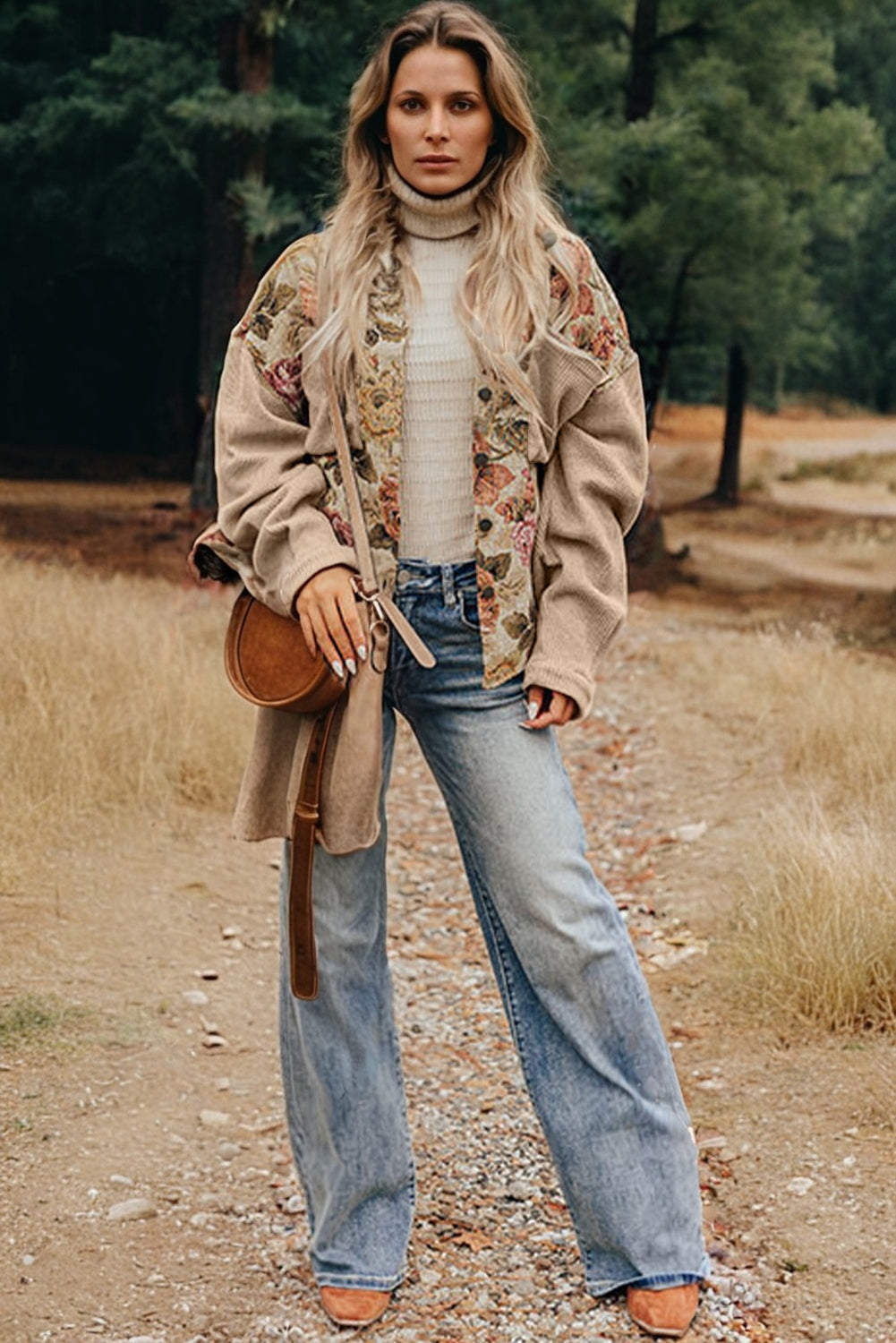 Waffle Knit  Buttoned Jacket