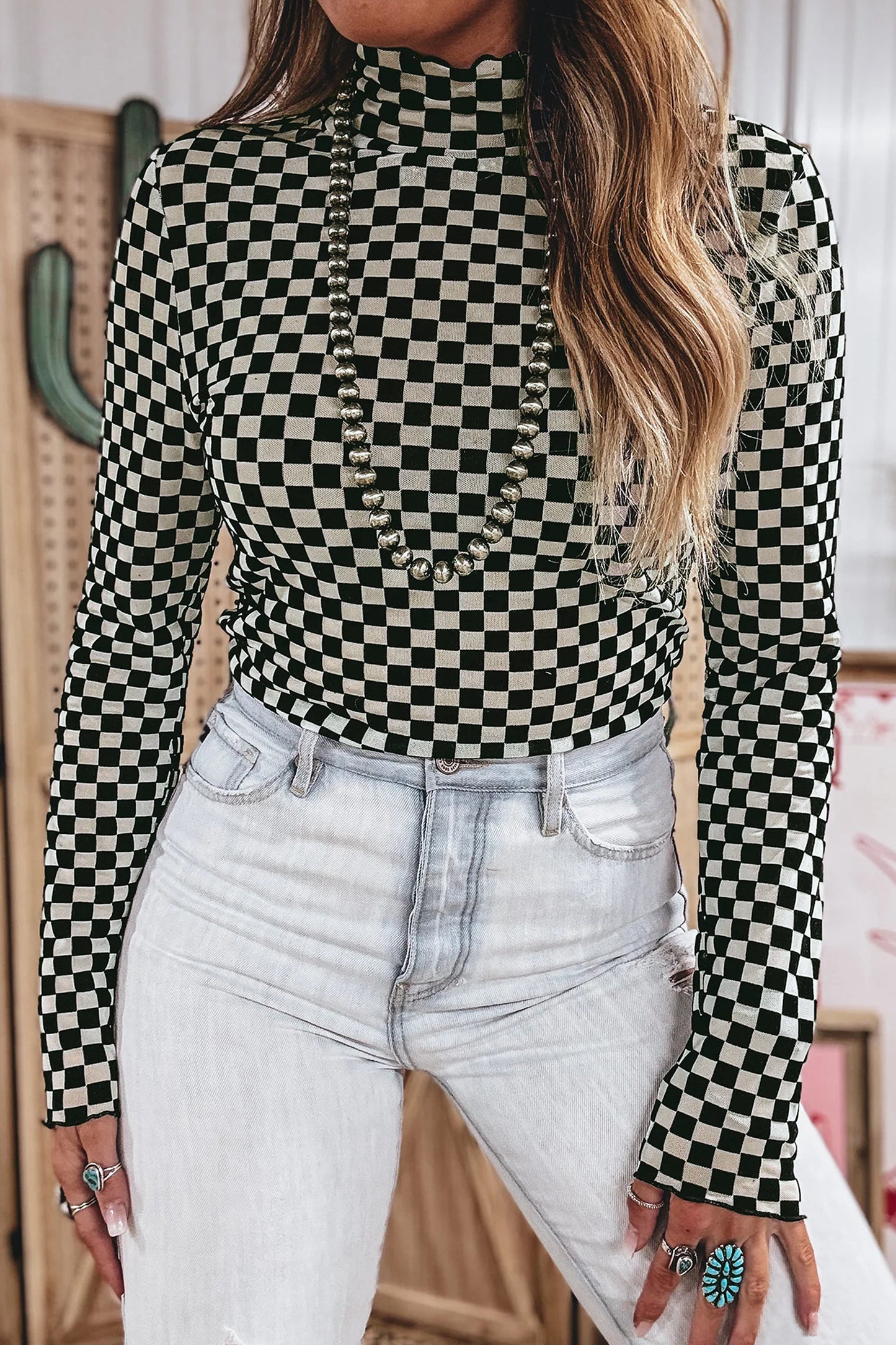 Long Sleeve Mesh Top