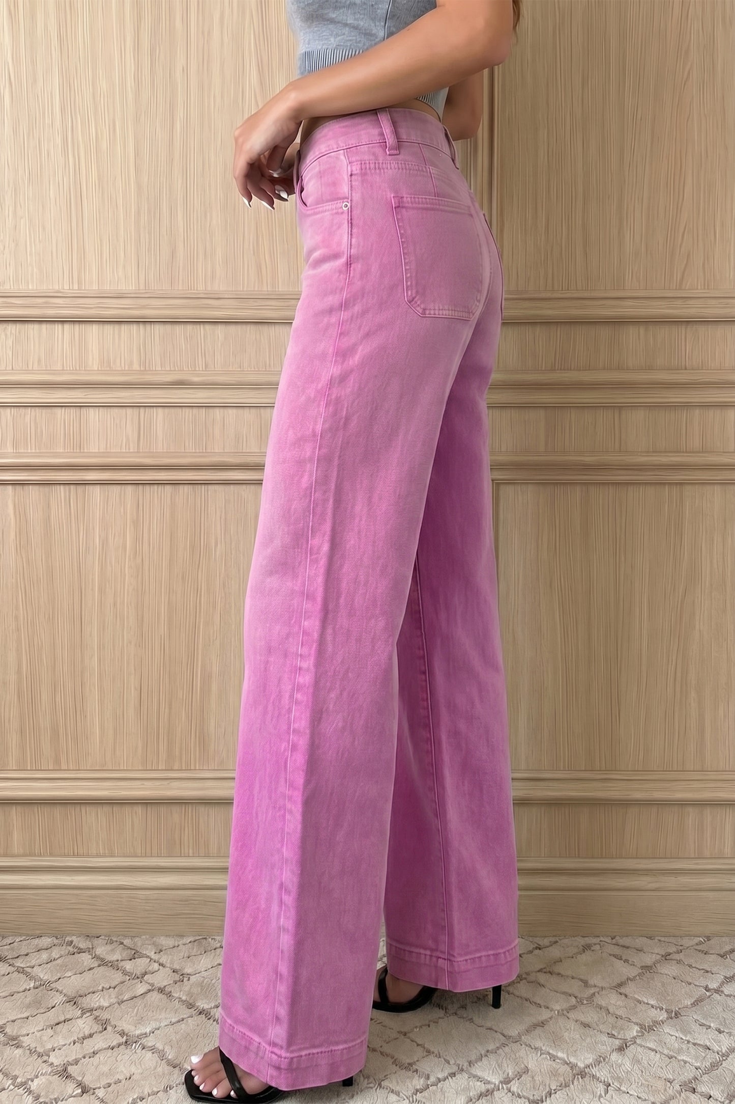 2-Button High Waist Wide Leg Jeans