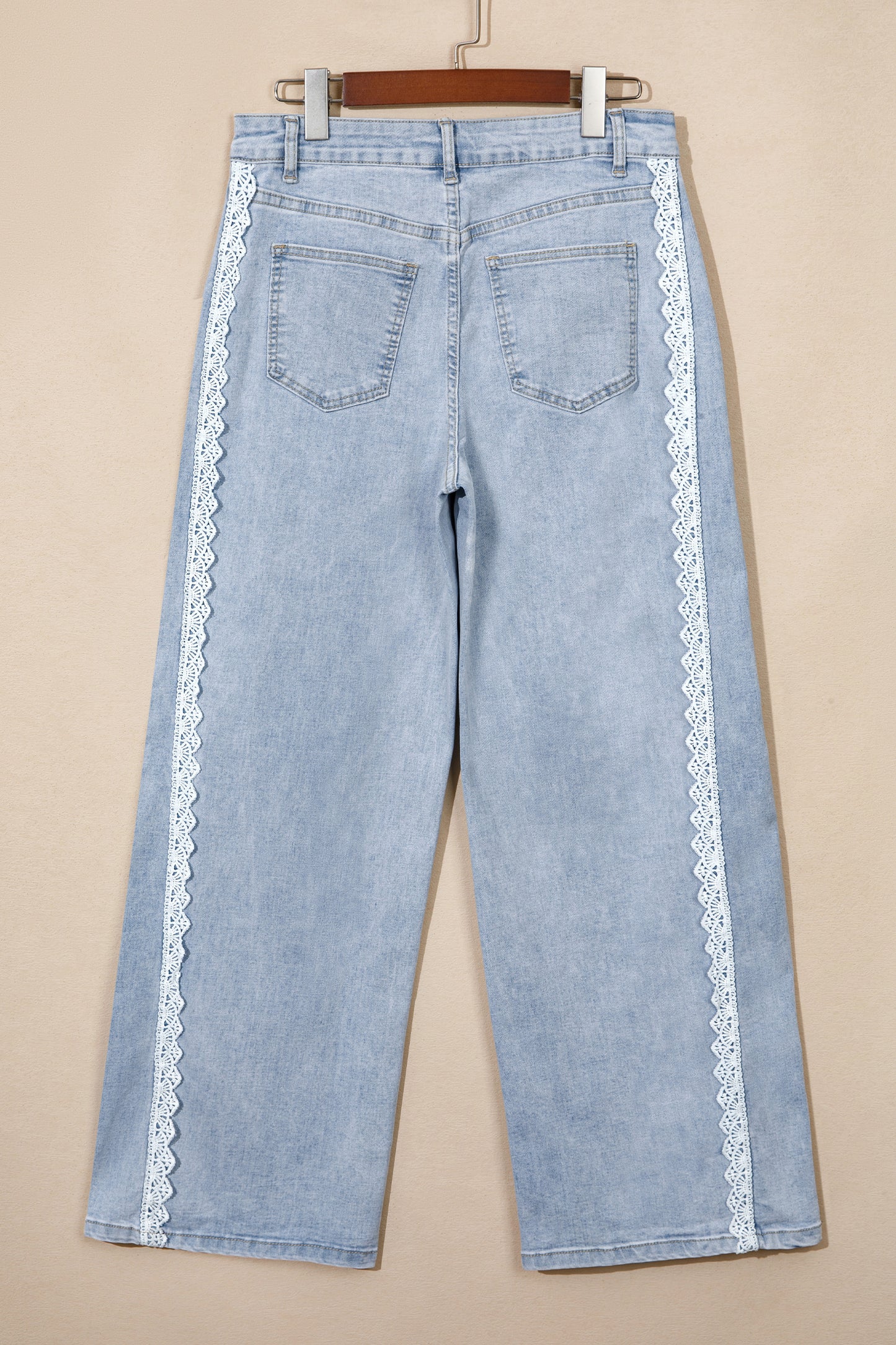 Lace Trim  Full-Length Regular Fit Jeans