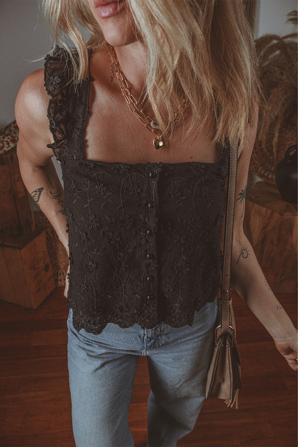 Floral Embroidered Tank Top