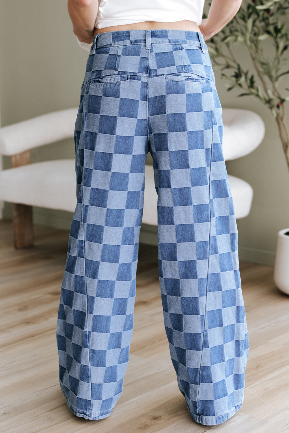 Dark Grey Checkered  Jeans