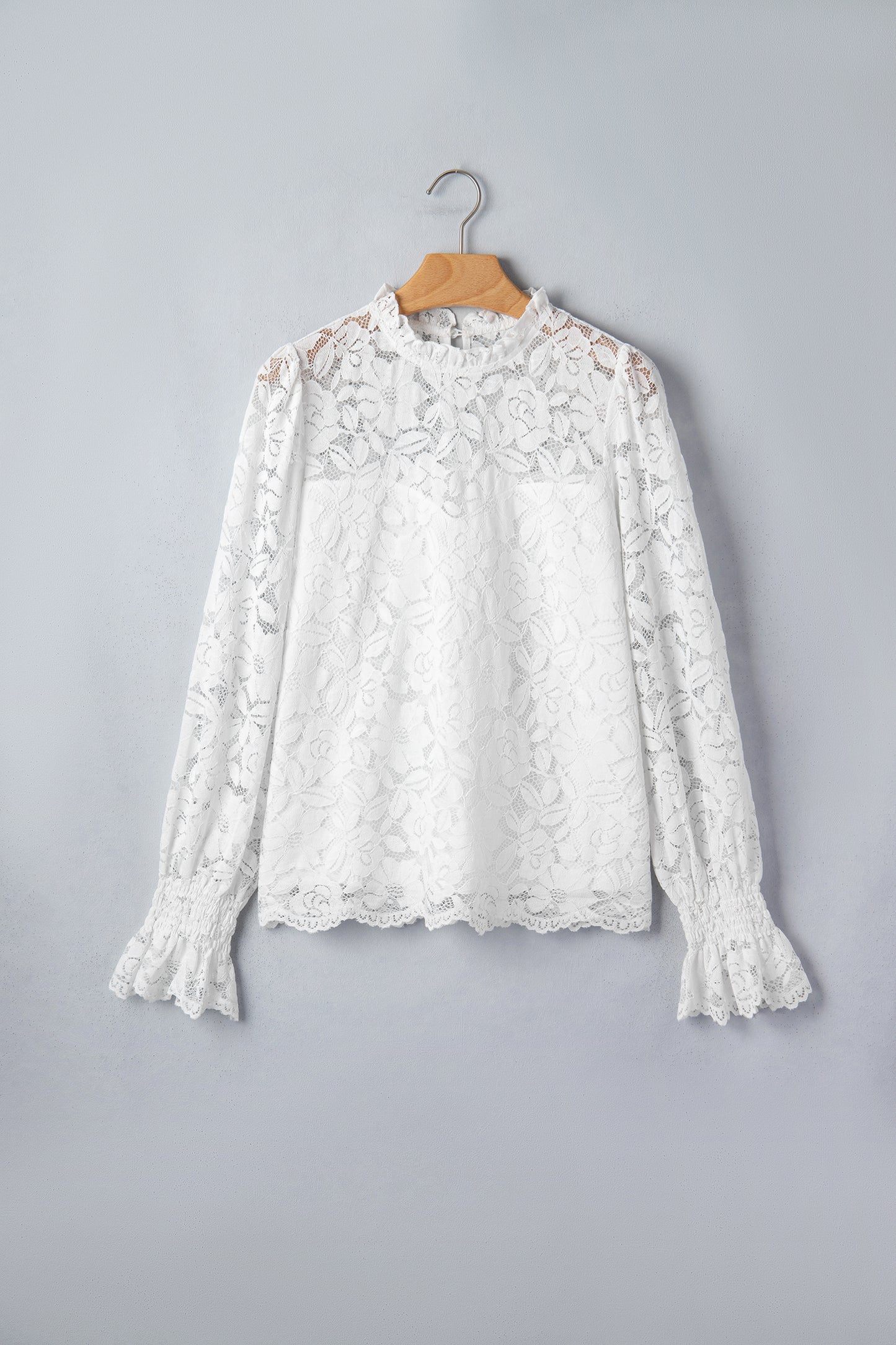 Ruffled Sheer Lace Blouse