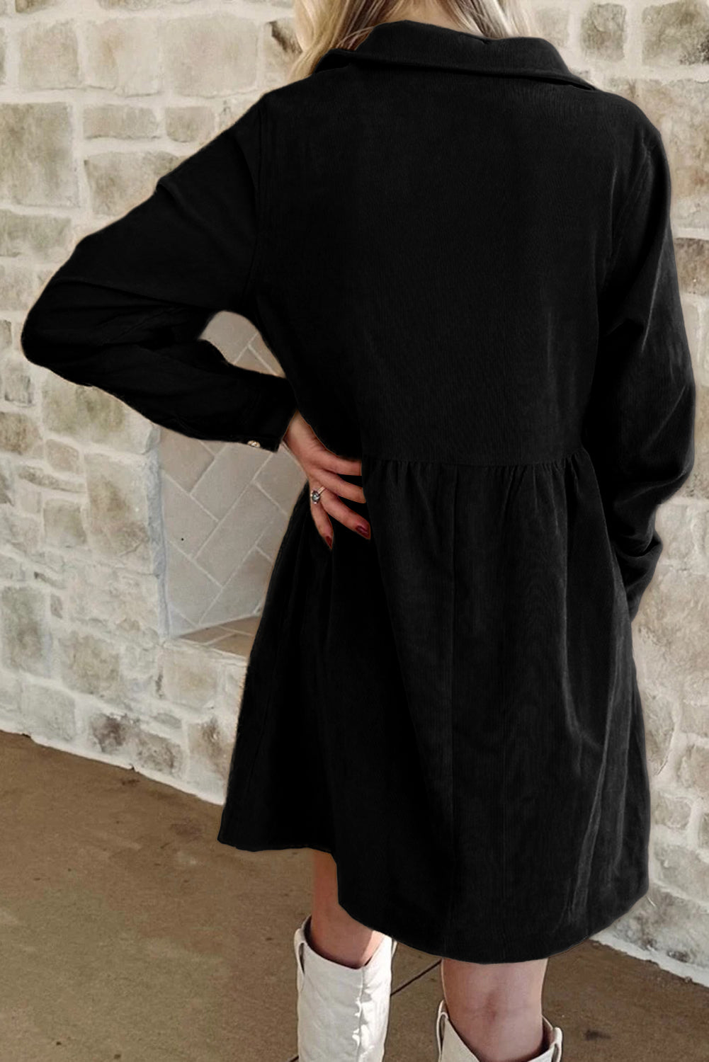 Corduroy Long Sleeve Mini Dress