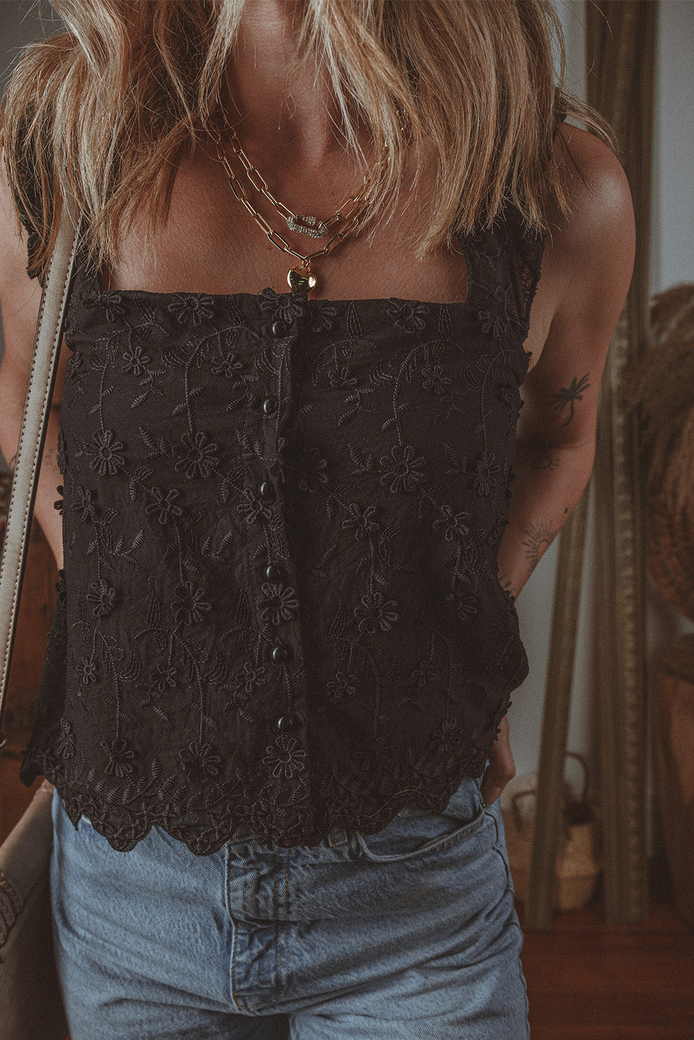 Floral Embroidered Tank Top