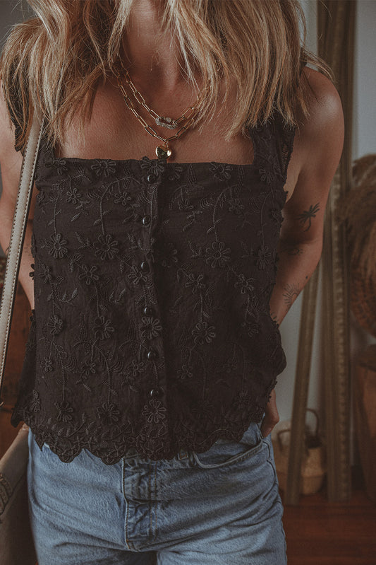 Floral Embroidered Tank Top
