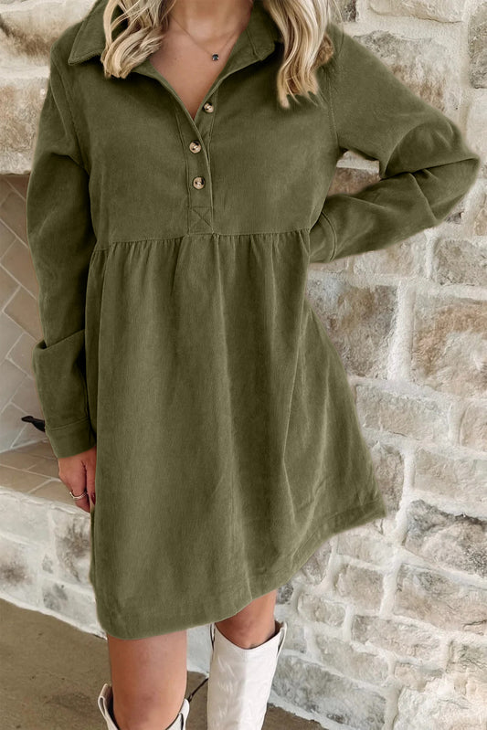 Corduroy Long Sleeve Mini Dress