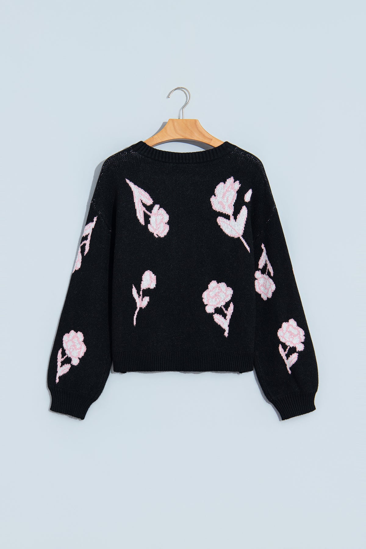 Floral Pattern Puff SleeveSweater
