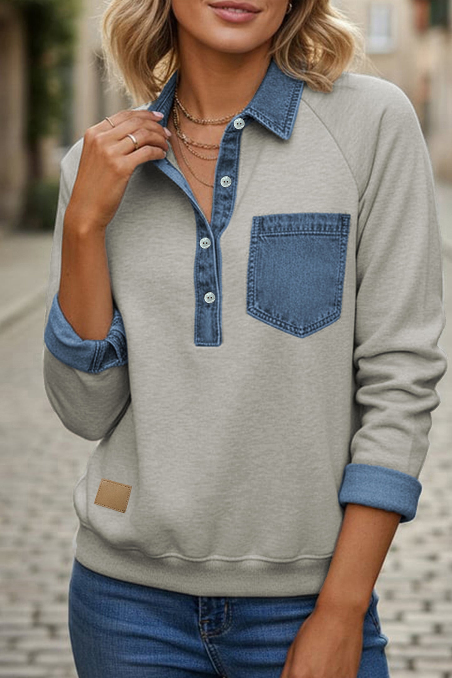 Denim/ Grey Pullover