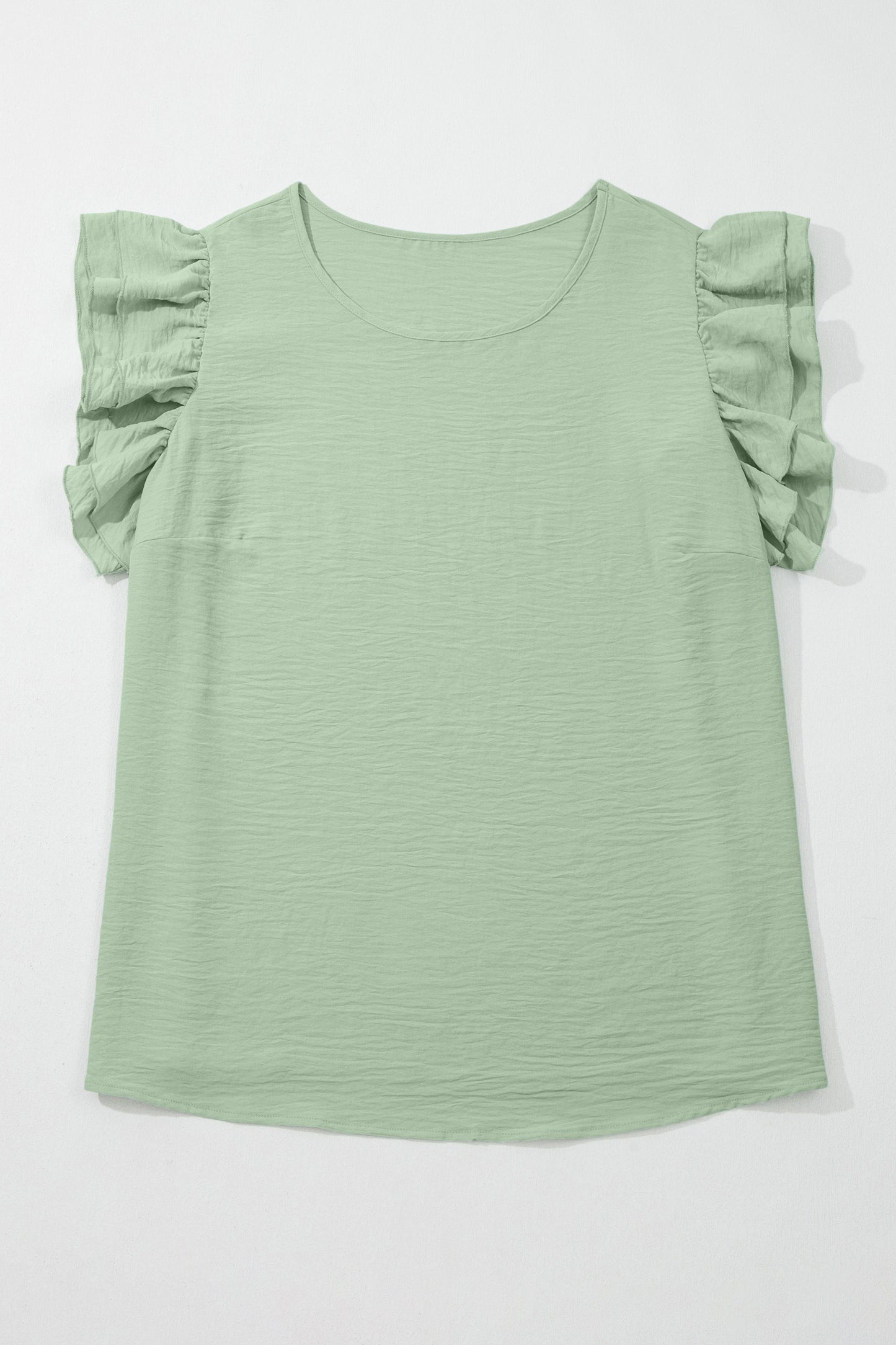 Plus Size Crew Neck Ruffle Sleeve Top