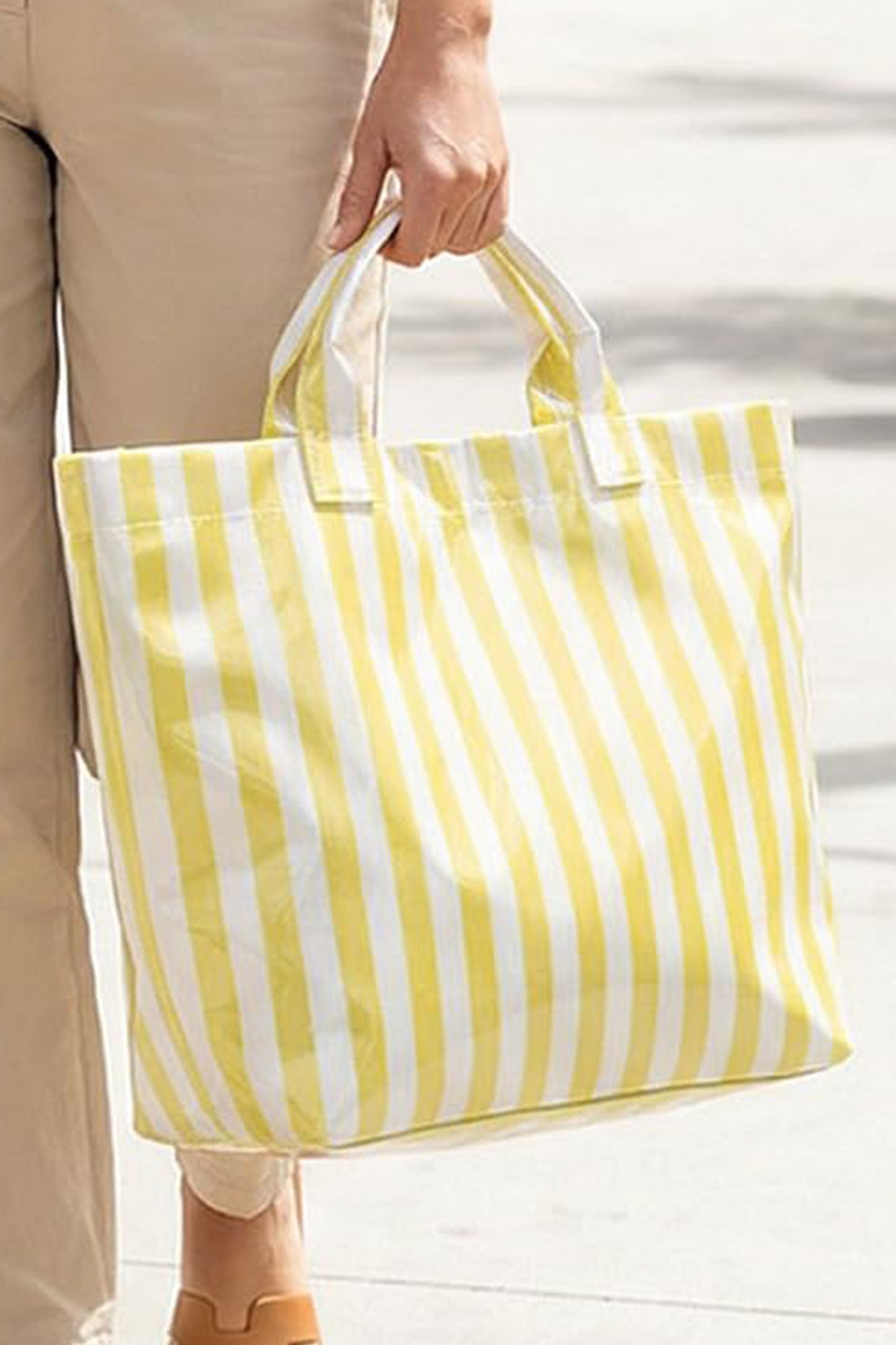 Color black Glossy Striped Vinyl Large Tote Bag (Color Varied)