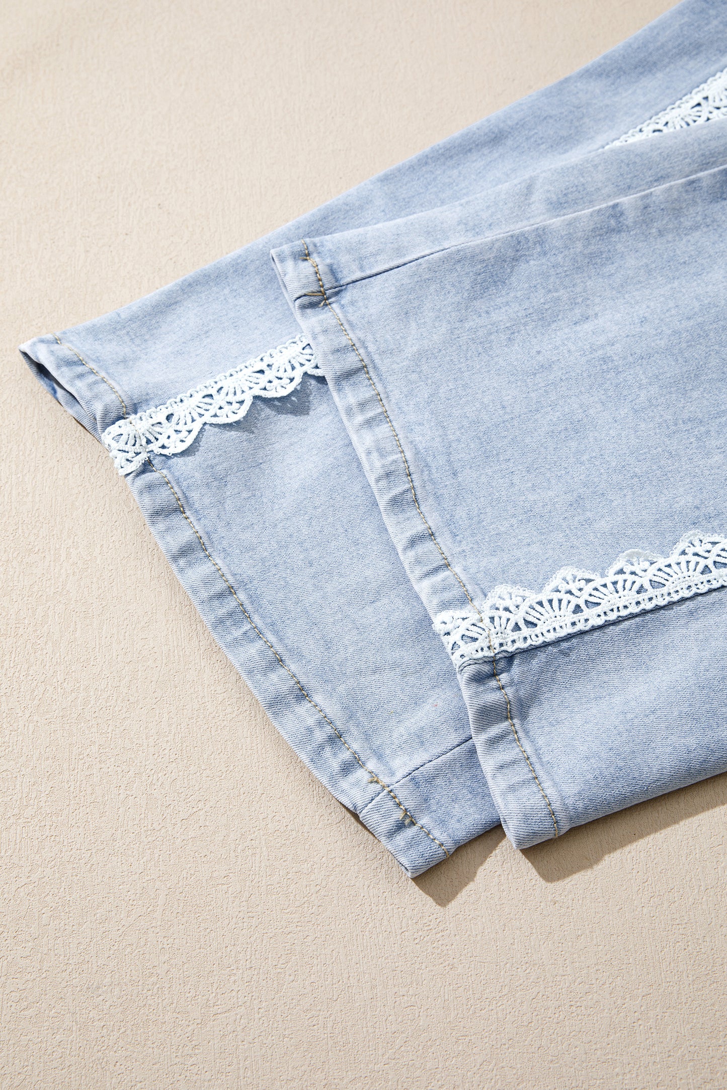 Lace Trim  Full-Length Regular Fit Jeans
