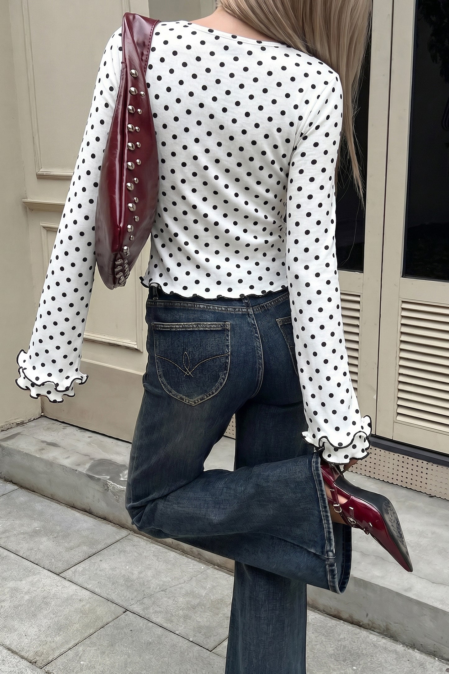 Polka Dot Long Sleeve Top