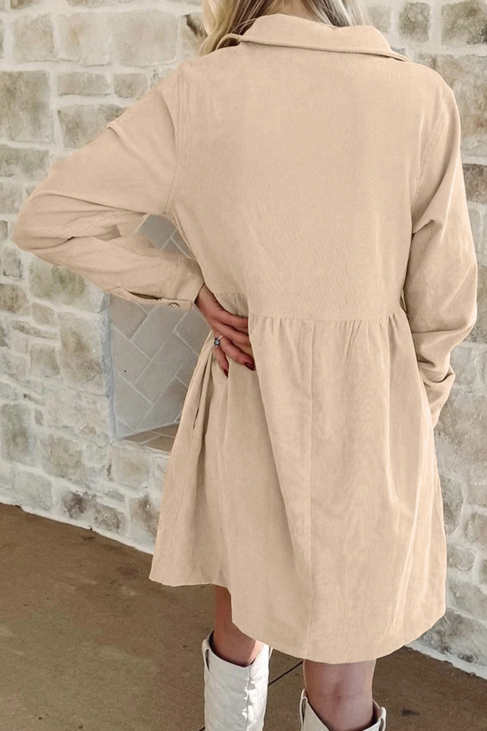 Corduroy Long Sleeve Mini Dress