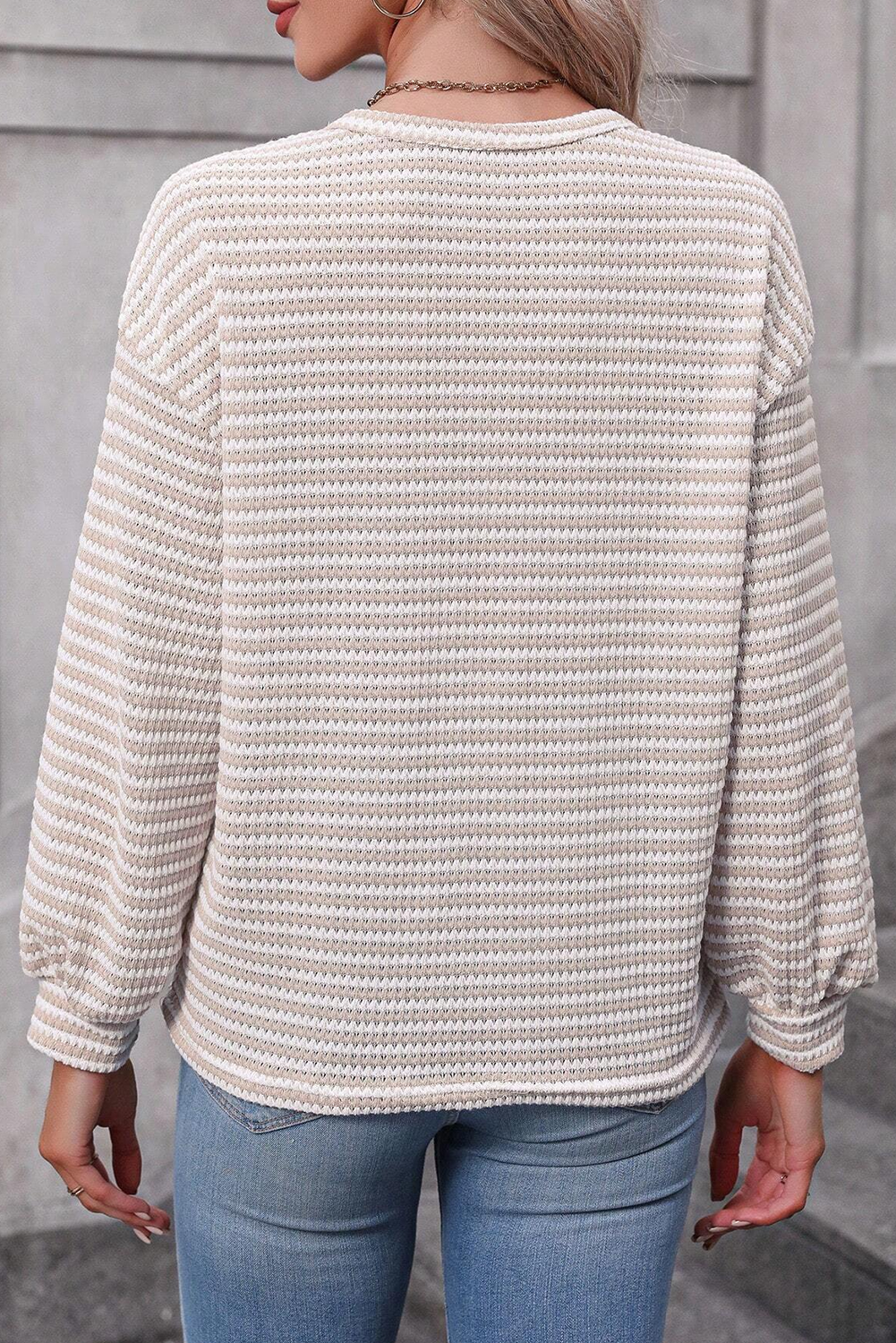 Stripe  Drop Shoulder Long Sleeve Top