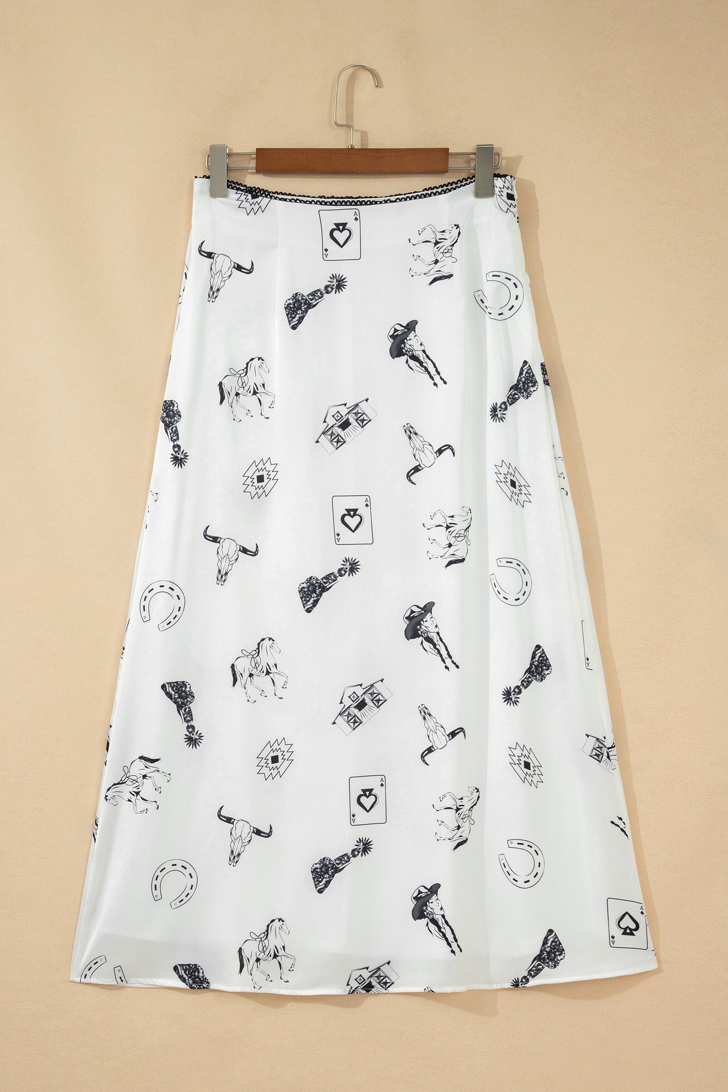 Western Satin Long Skirt