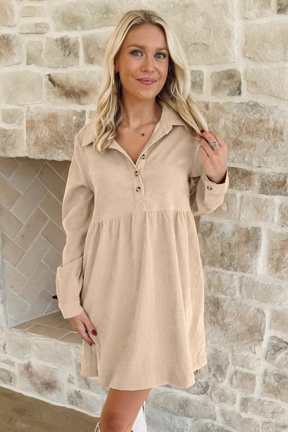 Corduroy Long Sleeve Mini Dress