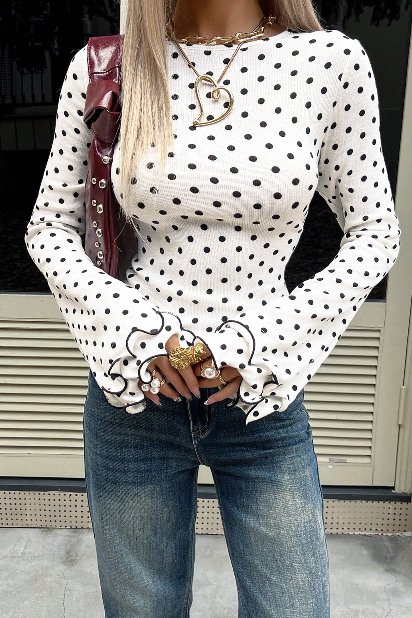 Polka Dot Long Sleeve Top