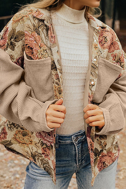 Waffle Knit  Buttoned Jacket
