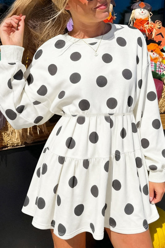 Polka Dot Long Sleeve Mini Dress