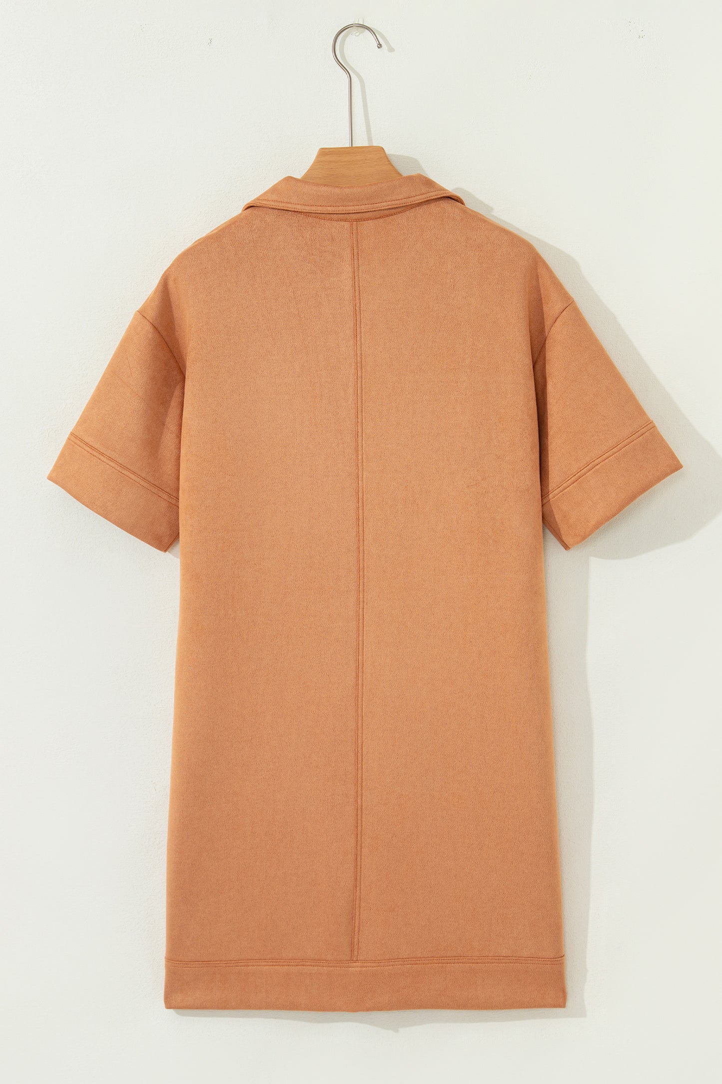 Faux Suede Short Sleeve Mini Dress
