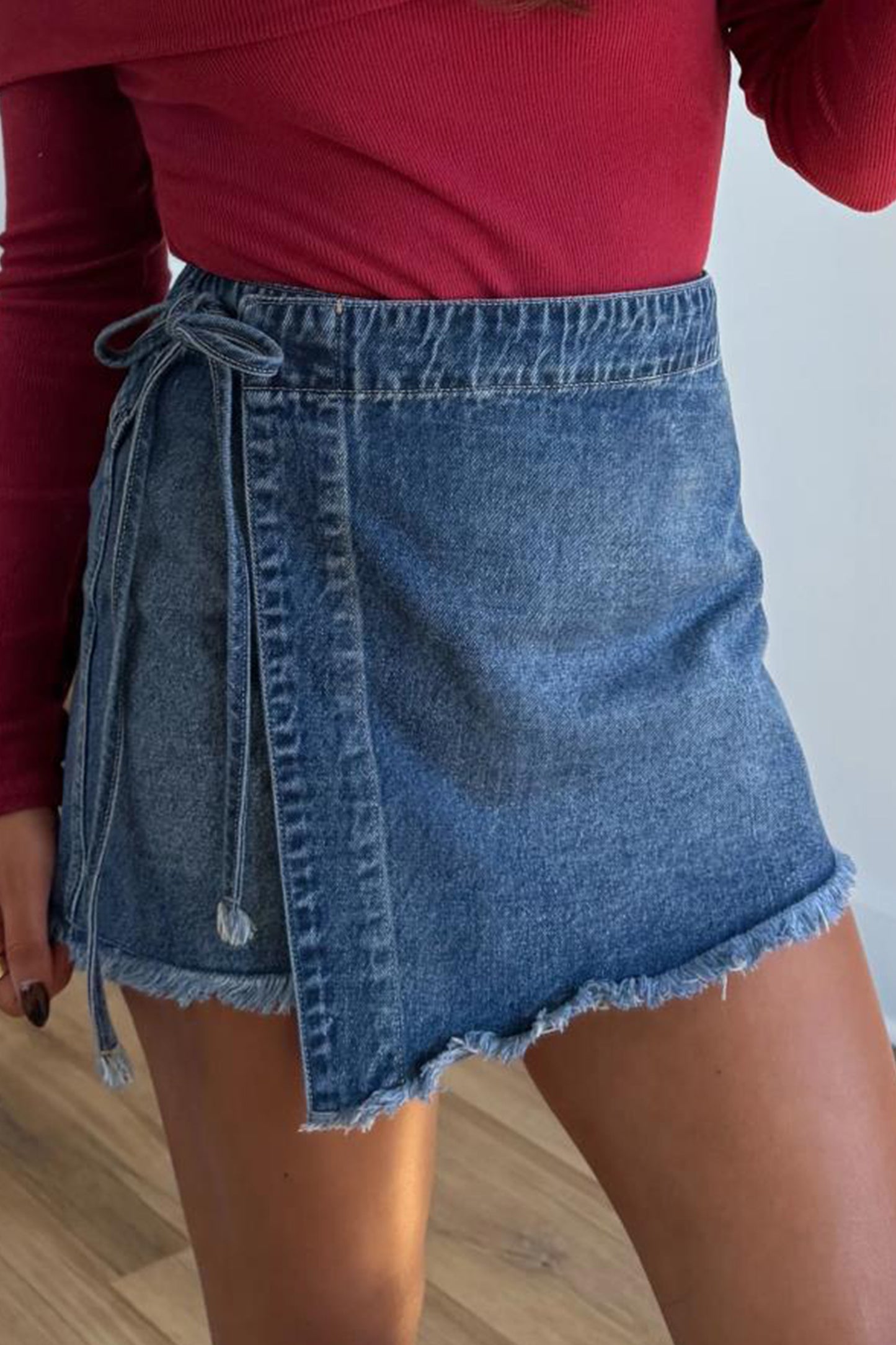Wrapped Tied Denim Skort