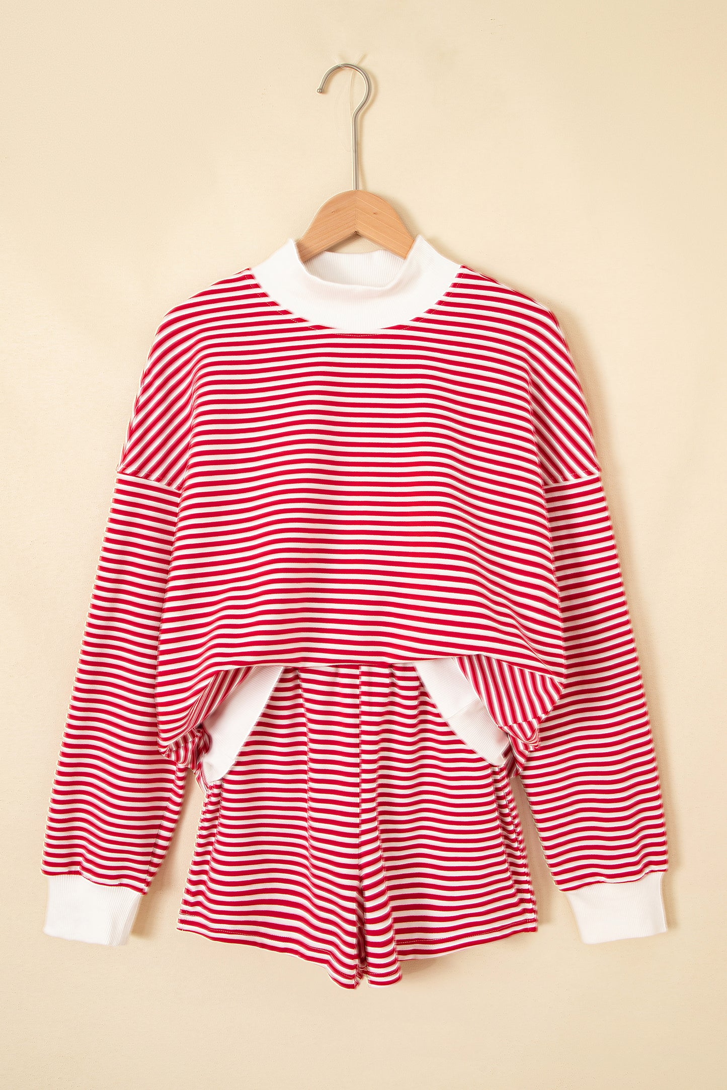 Oversize Mock Neck Sweatshirt and Shorts Set