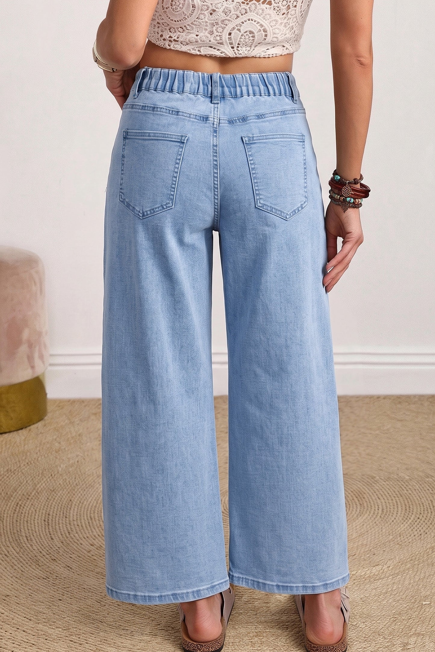 Front Pocket Ankle-length Barrel Jeans