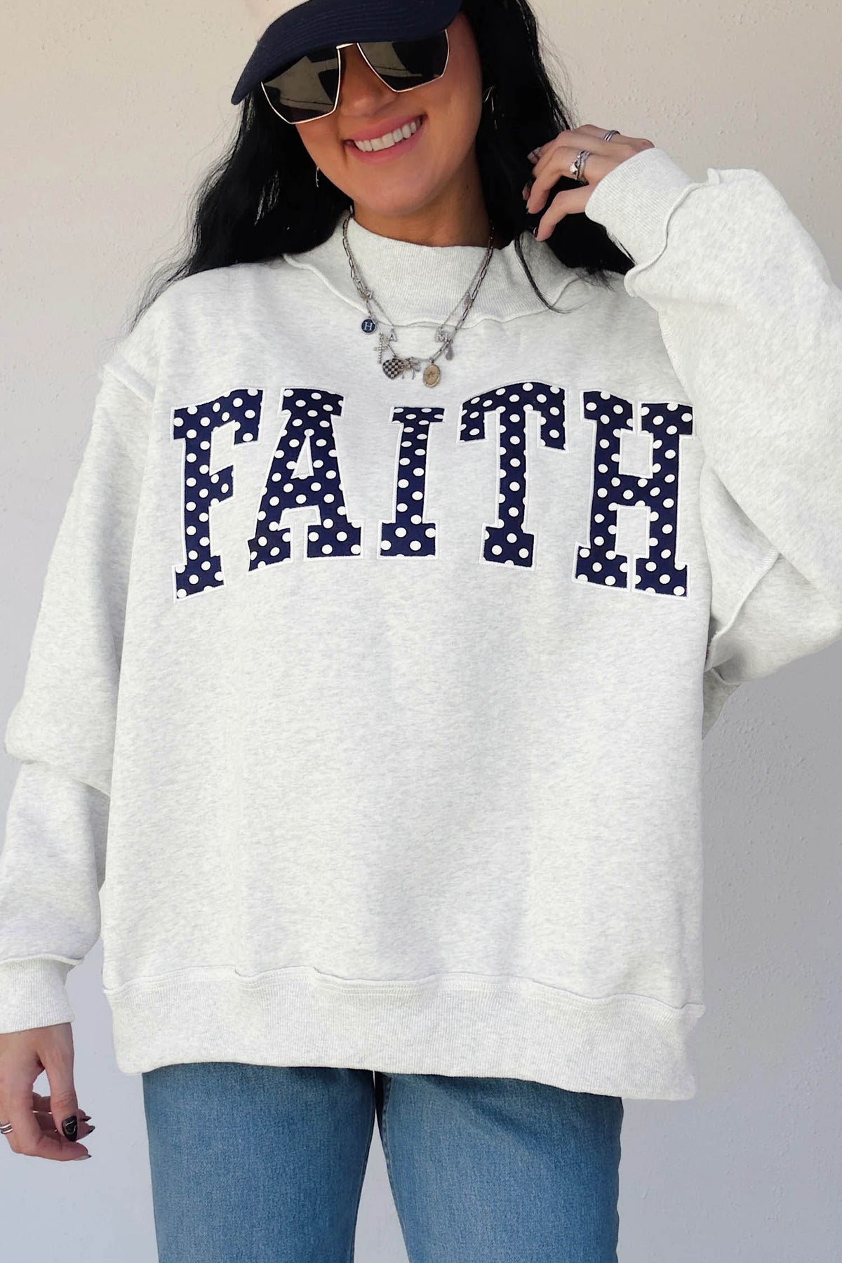 High Neck Polka Dot Baggy Sweatshirt