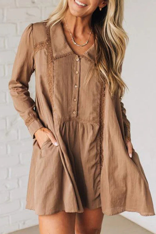 Peter Pan Collar Long Sleeve Mini Dress
