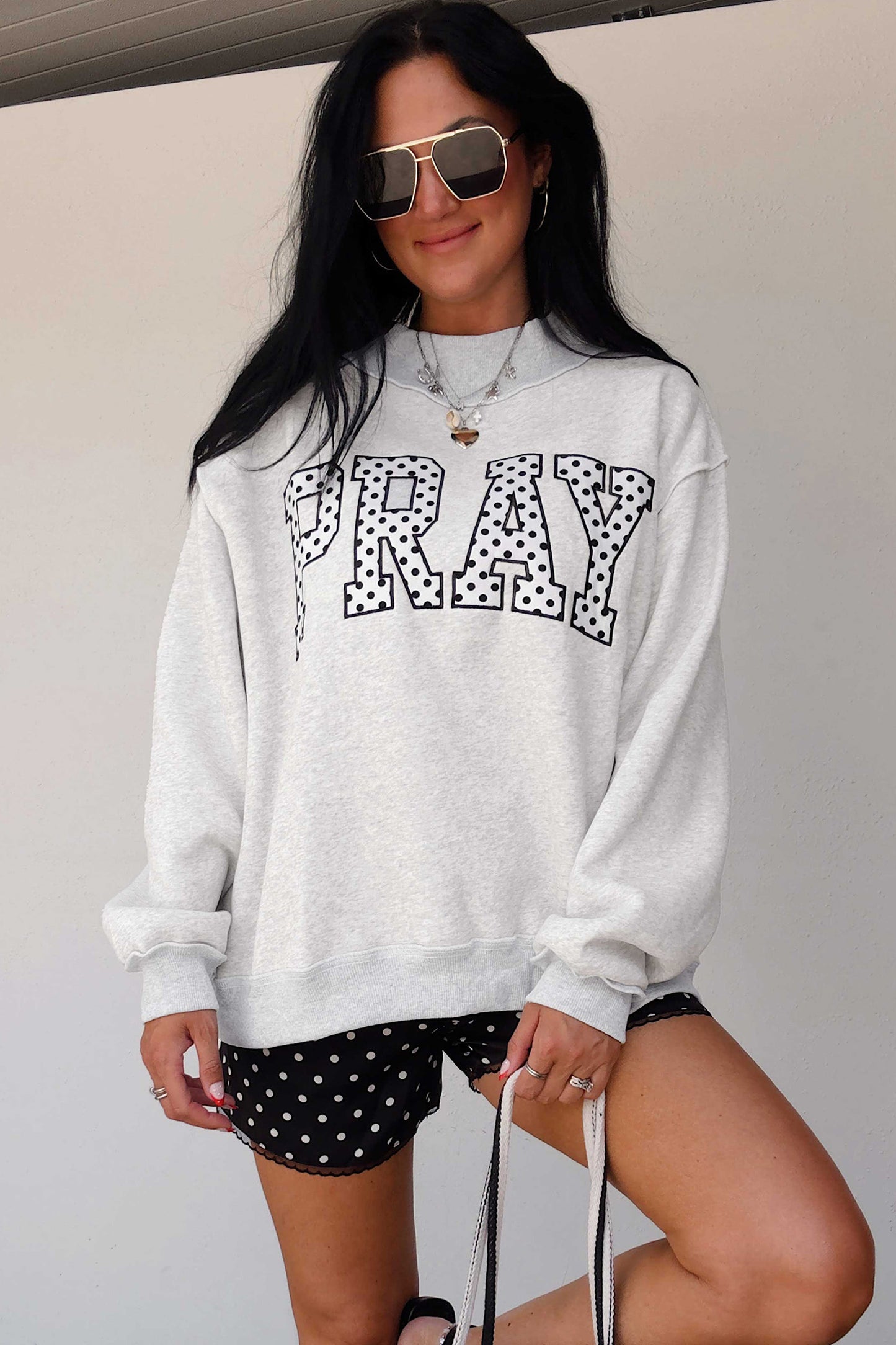 PRAY  Mock Neck Sweatshirt