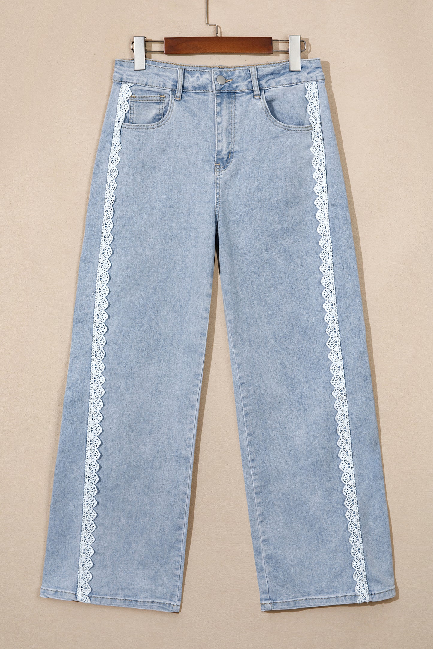 Lace Trim  Full-Length Regular Fit Jeans