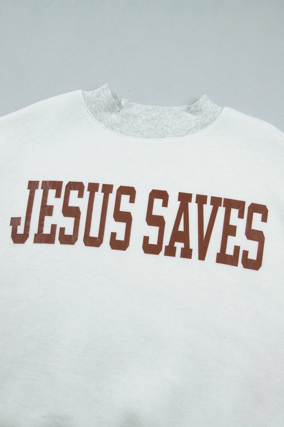 Reversible Christian Faith Print Mock Neck Pullover Sweatshirt