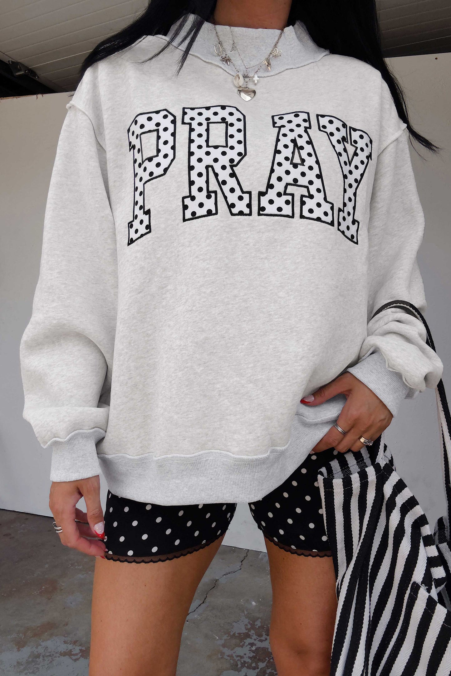 PRAY  Mock Neck Sweatshirt